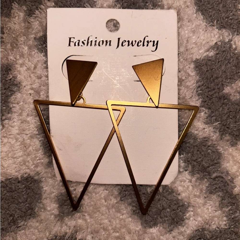 gold triangle earrings